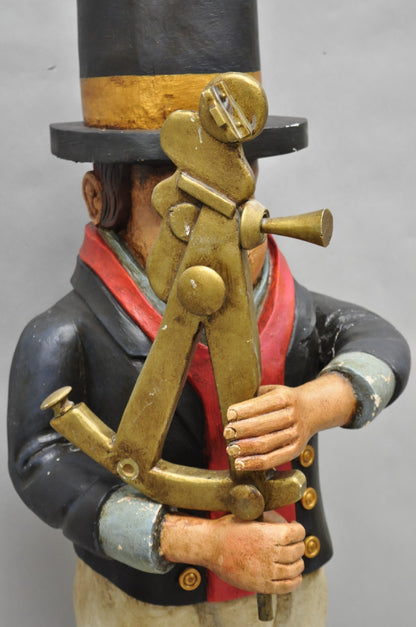 52" Tall Maritime Nautical Folk Art Carved Wood "Little Navigator" Statue Figure
