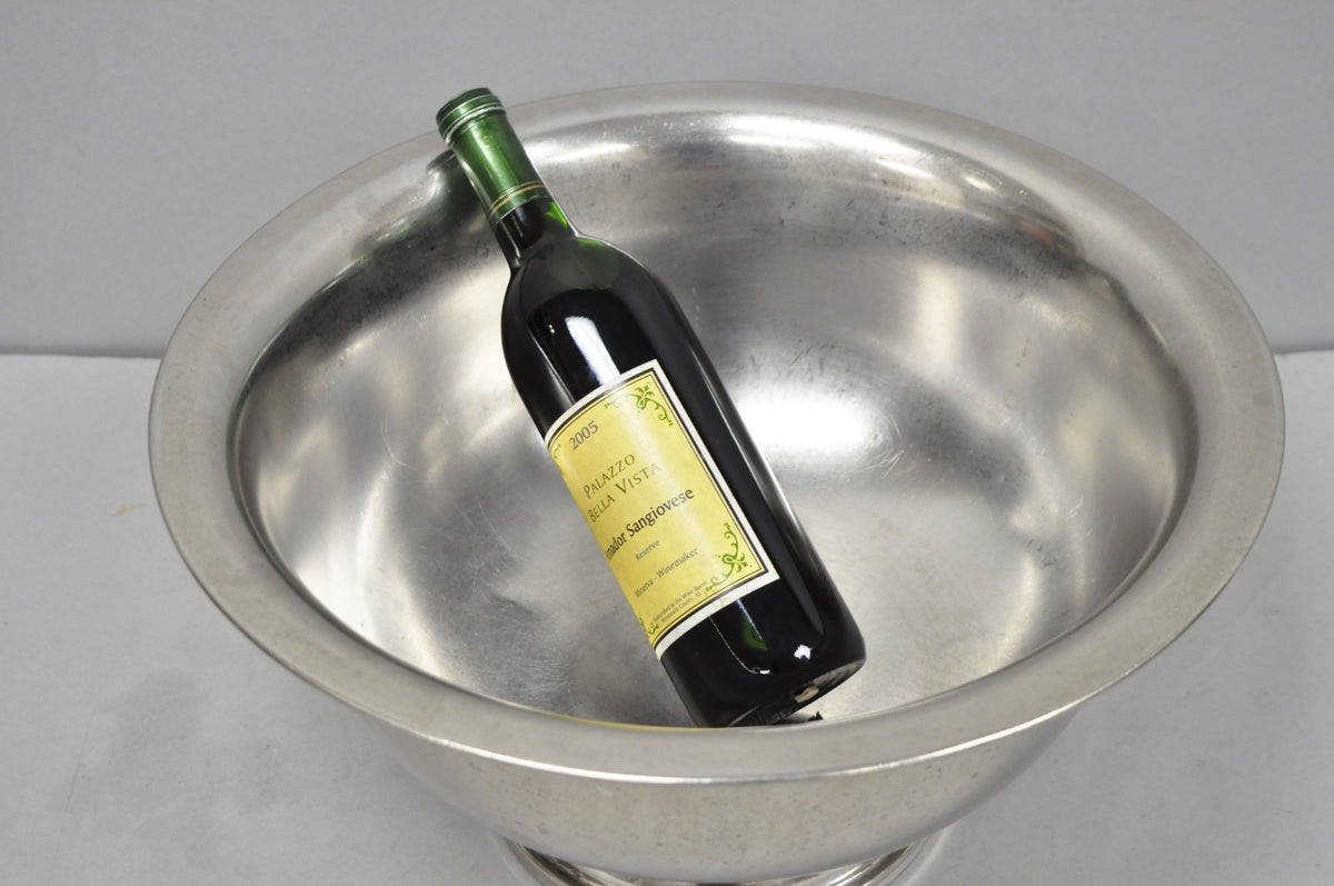 Vintage Modern Stainless Steel Metal Punchbowl Champagne Wine Chiller Ice Bucket