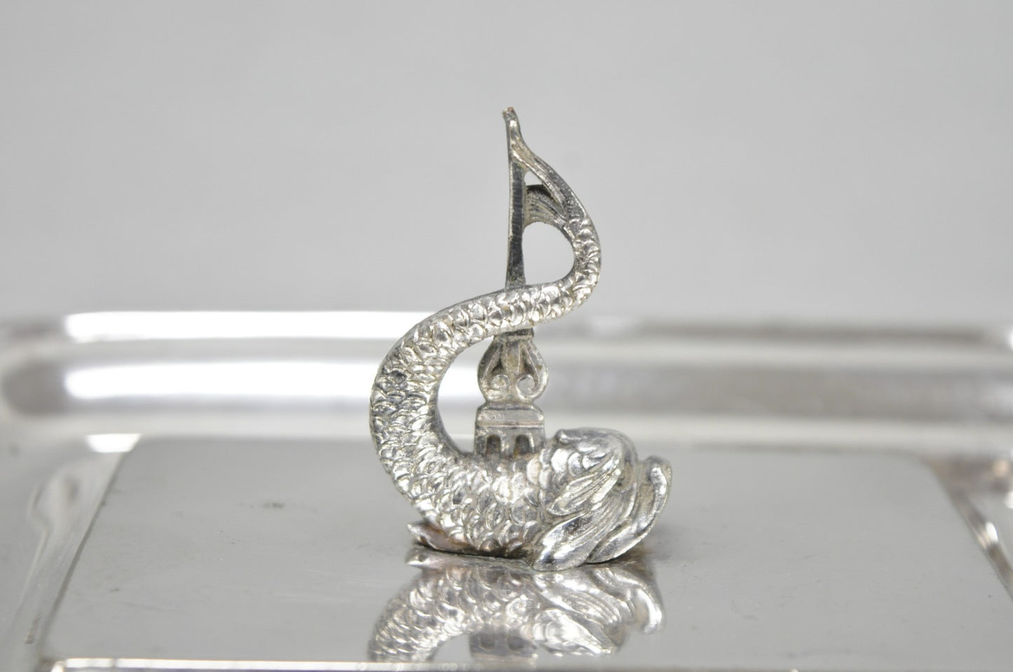Antique English Regency Silver Plated Serpent Dolphin Desk Dish Note Holder