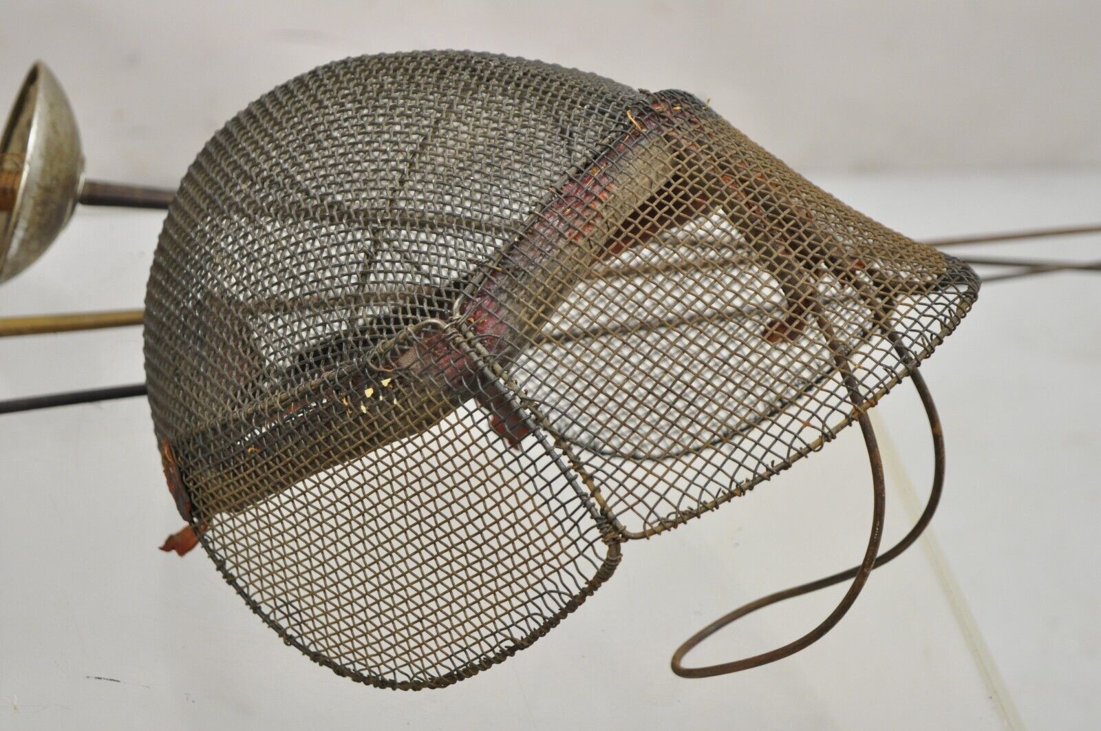 Vintage Metal Fencing Set 3 Swords and Leather Lined Face Mask - 4 Pcs