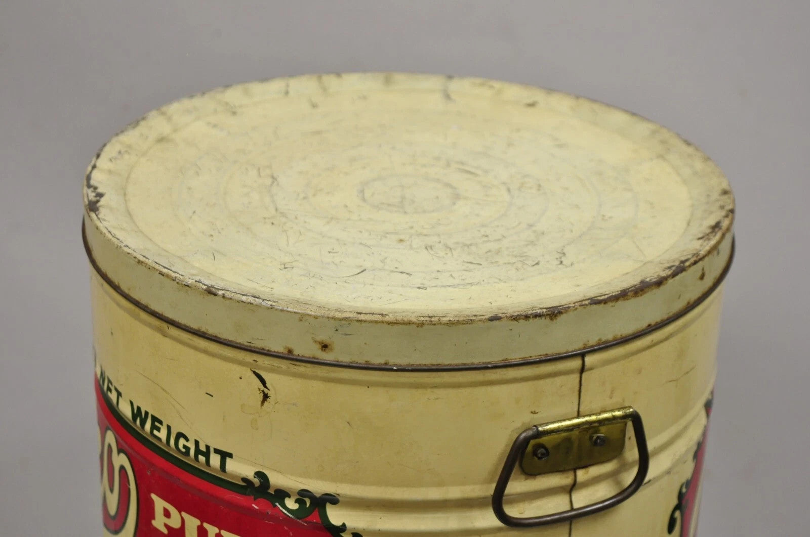 Vintage Raco 25 lbs. Advertising Lard Tin Metal Can Reading PA Twin Handles