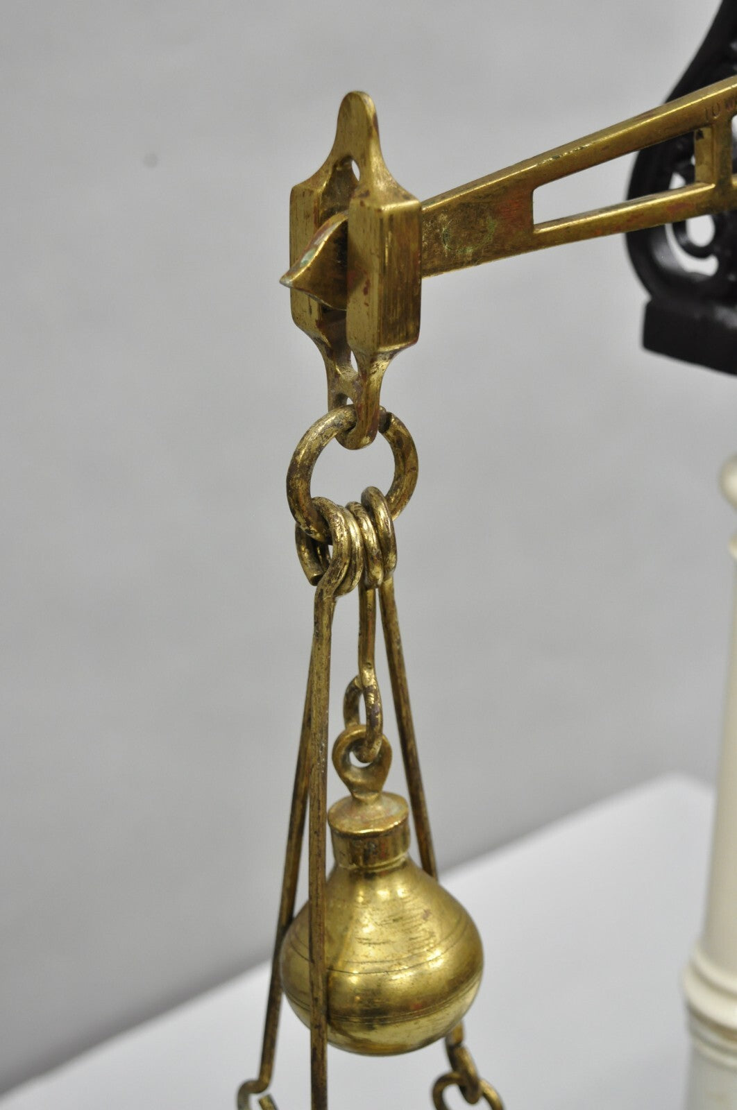 Antique W.& T. Avery English Victorian Brass & Porcelain Balance Beam Scale