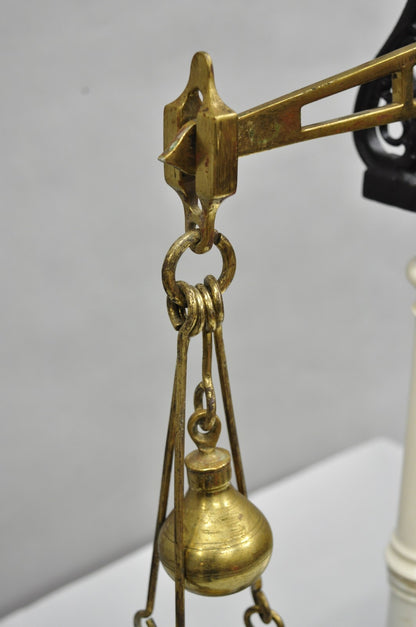 Antique W.& T. Avery English Victorian Brass & Porcelain Balance Beam Scale