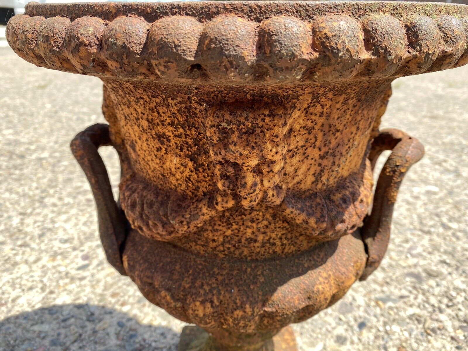 Cast Iron French Classical Style Urn Form 17" Outdoor Garden Planter with Faces