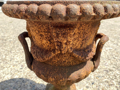 Cast Iron French Classical Style Urn Form 17" Outdoor Garden Planter with Faces