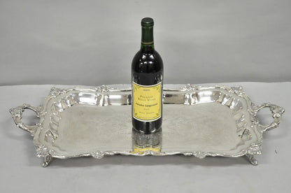 Vintage Victorian Silver Plated Narrow Footed Bar Serving Tray w Handles by Eton