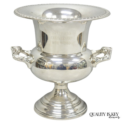 Happy 25th Anniversary Mom+Dad Silver Plated Trophy Cup Urn Champagne Ice Bucket