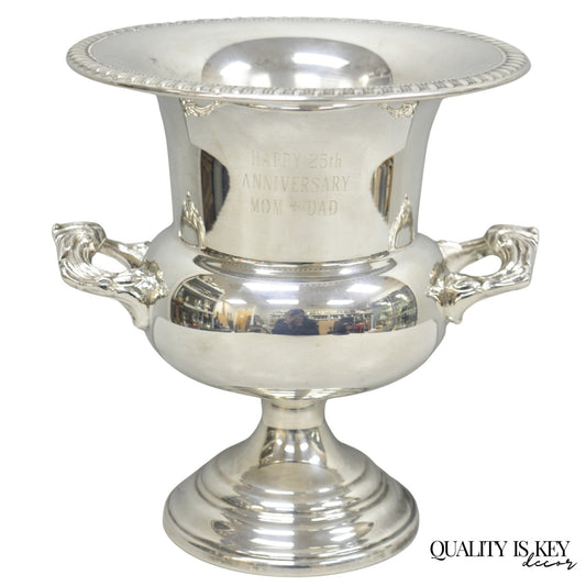 Happy 25th Anniversary Mom+Dad Silver Plated Trophy Cup Urn Champagne Ice Bucket