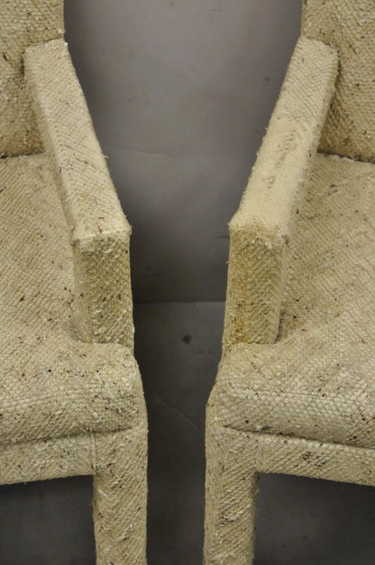 Vintage Bassett Mid Century Modern Upholstered Parson Style Lounge Chairs - Pair