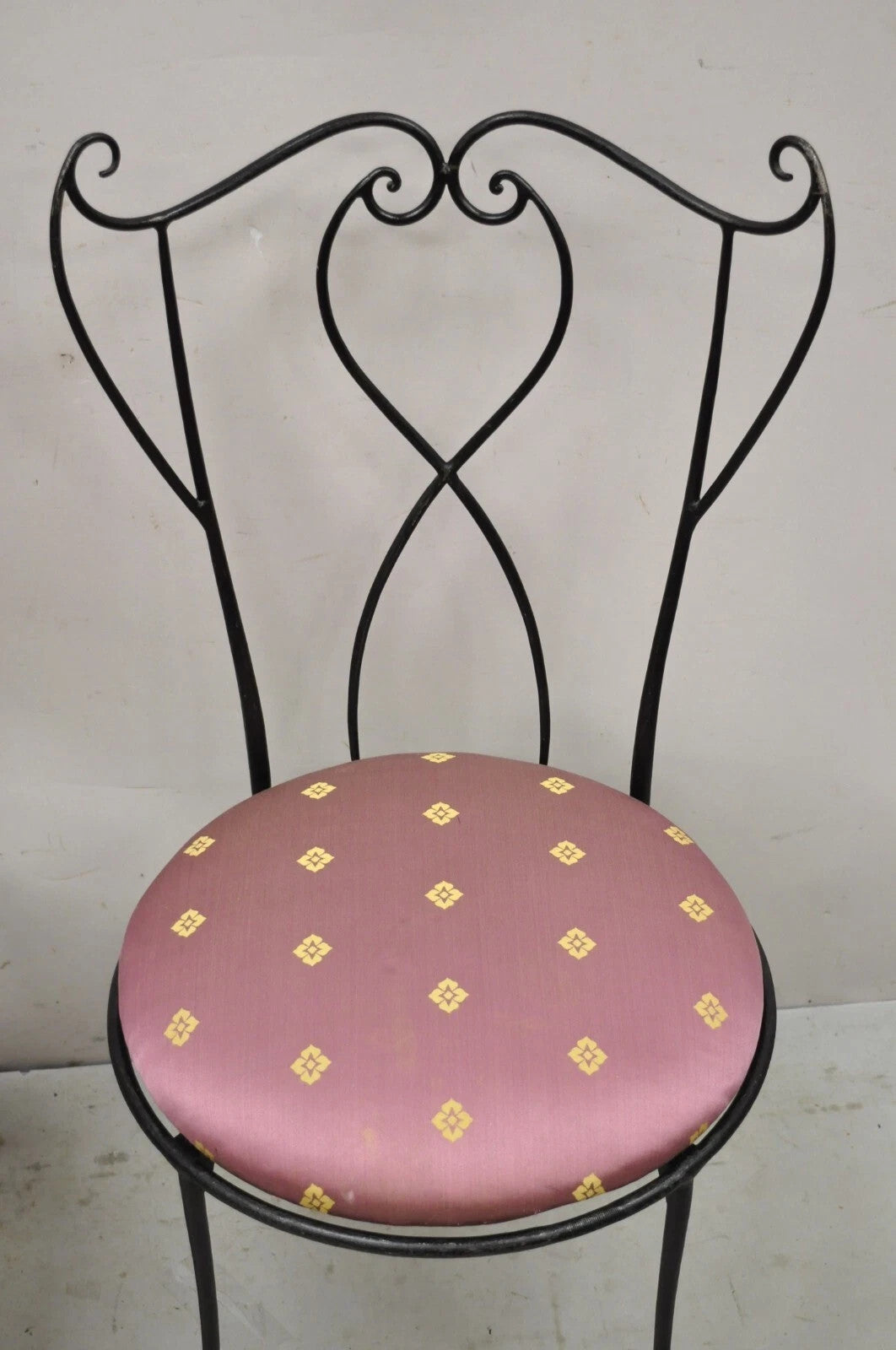 Salterini Style Mid Century Modern Scrolling Wrought Iron Side Chairs - a Pair