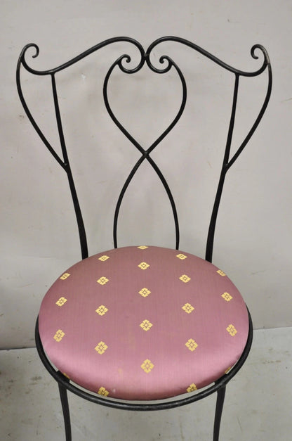 Salterini Style Mid Century Modern Scrolling Wrought Iron Side Chairs - a Pair