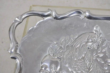 Vintage Lenox Retired Large Rooster Pewter Metal Holiday Serving Platter Tray