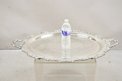 Vintage Poole 400 Lancaster Rose Large Silver Plated Serving Platter Bar Tray