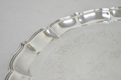 Vintage International Silver Co Large Round Silver Plated Footed Serving Tray