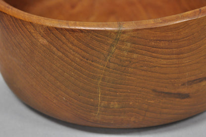 Vintage Mid Century Danish Modern Carved Teak Wood Round Salad Fruit Bowl (B)