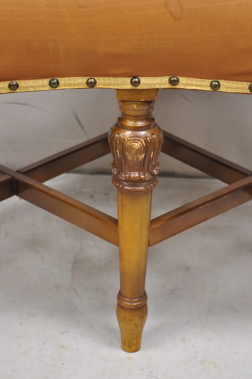 Antique Joerns Bros French Provincial Kidney Bean 6 Leg Vanity Bench Stool