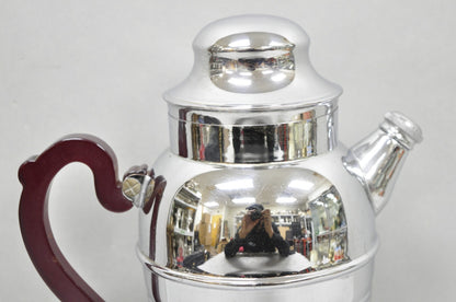 Art Deco Silver Plated Red Bakelite Handle Martini Bar Cocktail Shaker Pitcher