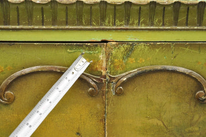 Antique French Renaissance Green Distress Painted Radio Cabinet Bar Cupboard