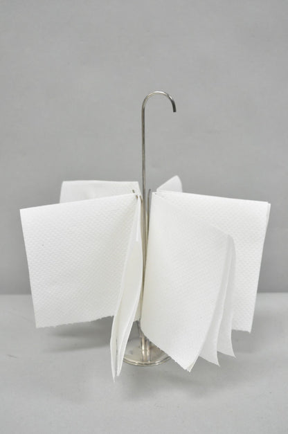Mid Century Danish Modern Silver Plated Umbrella Cocktail Napkin Holder - Pair