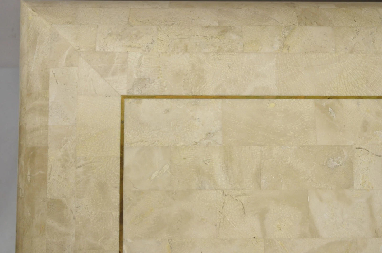 Vintage Maitland Smith Tessellated Stone Inlay Modern Pedestal Console Table