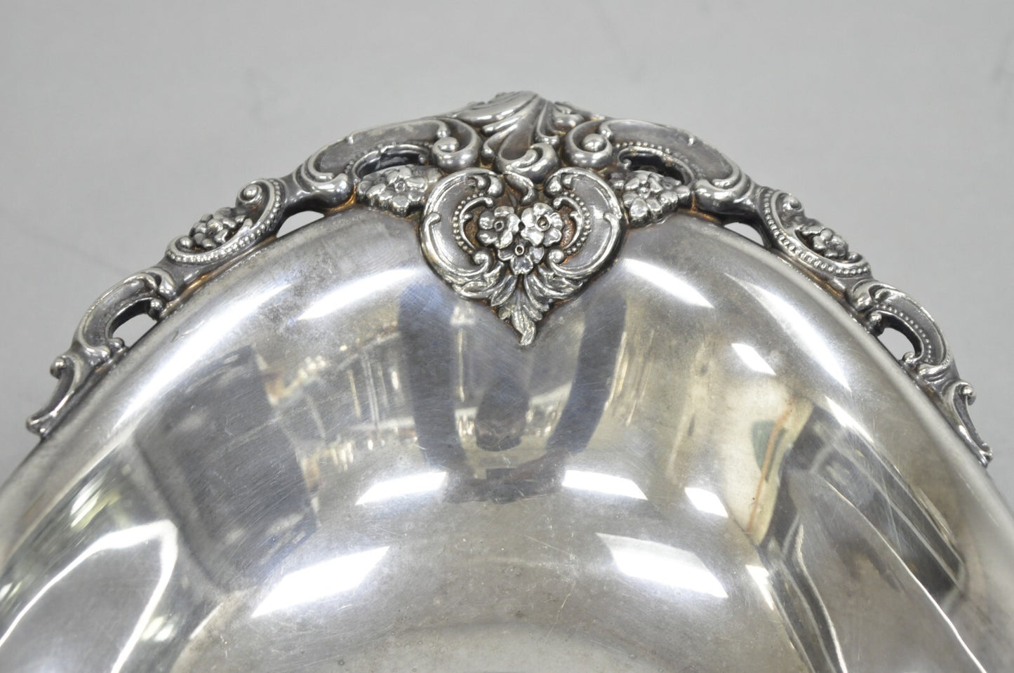 Vintage Baroque by Wallace Victorian Silver Plated Footed Centerpiece Fruit Bowl