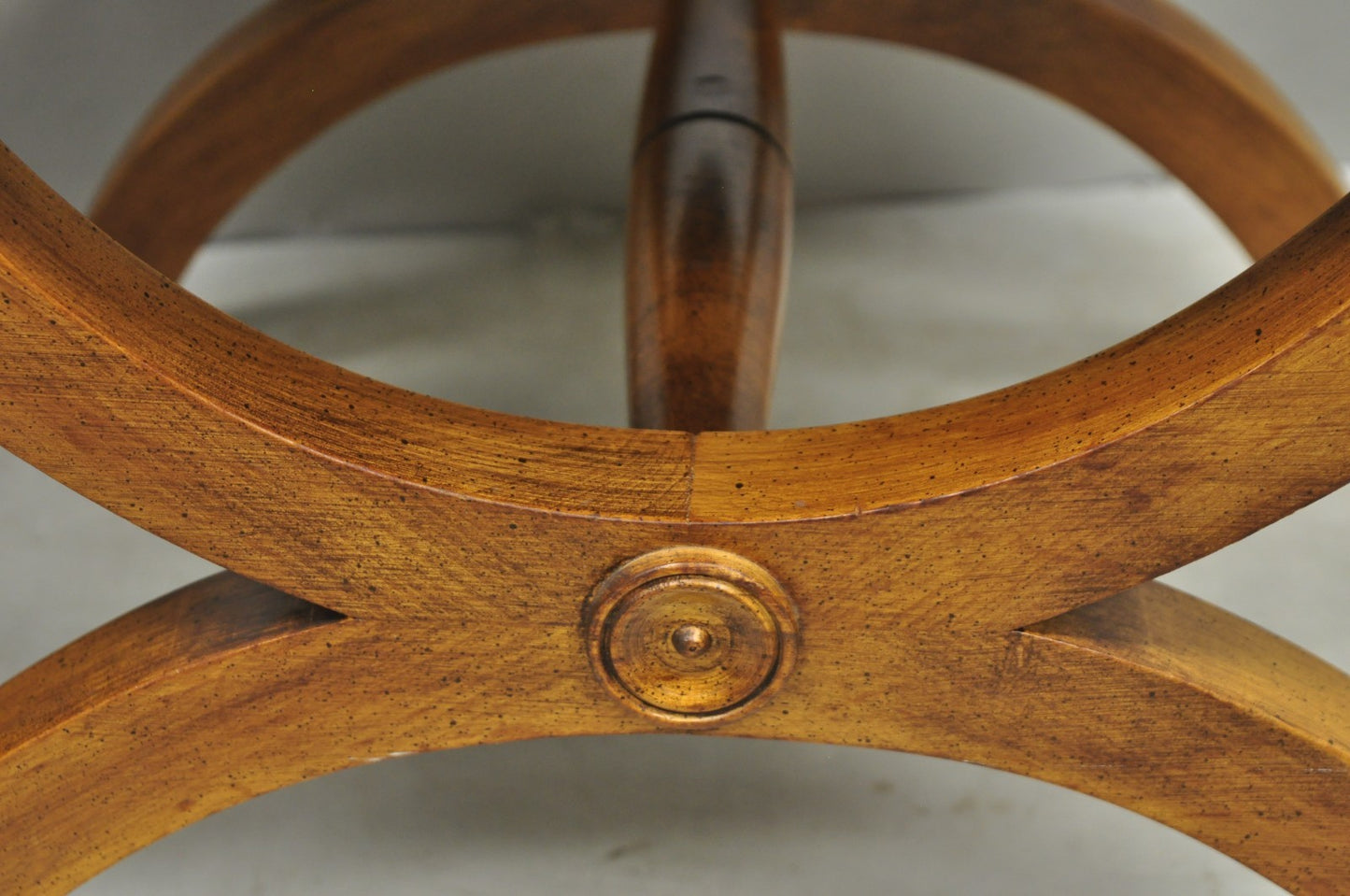Vintage Italian Neoclassical Style Walnut Wood Curule X-Form Stool - a Pair