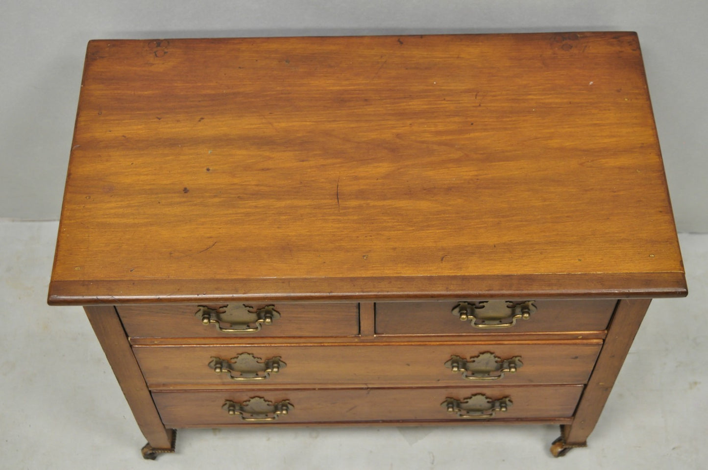 Antique Walnut Miniature Salesman Sample Small Chippendale Chest of Drawers