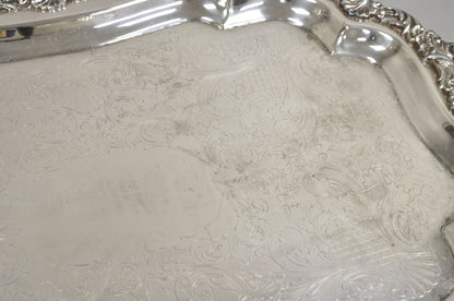 Vintage Loveland Rose Victorian Silver Plated Twin Handle Serving Platter Tray