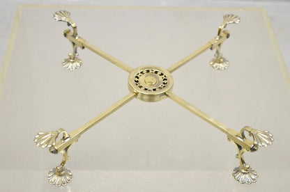 Vintage LFS Ltd English Sheffield Brass Tone Metal Expandable Footed Trivet