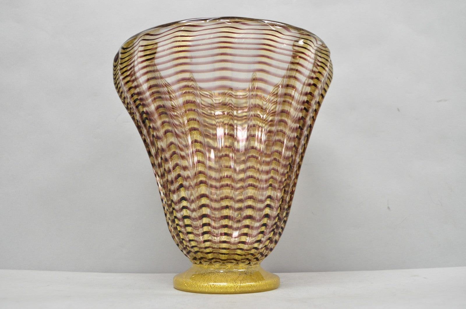 Ercole Barovier Zebrato Murano Art Glass Vase Zebrati for Ferro Toso Barovier