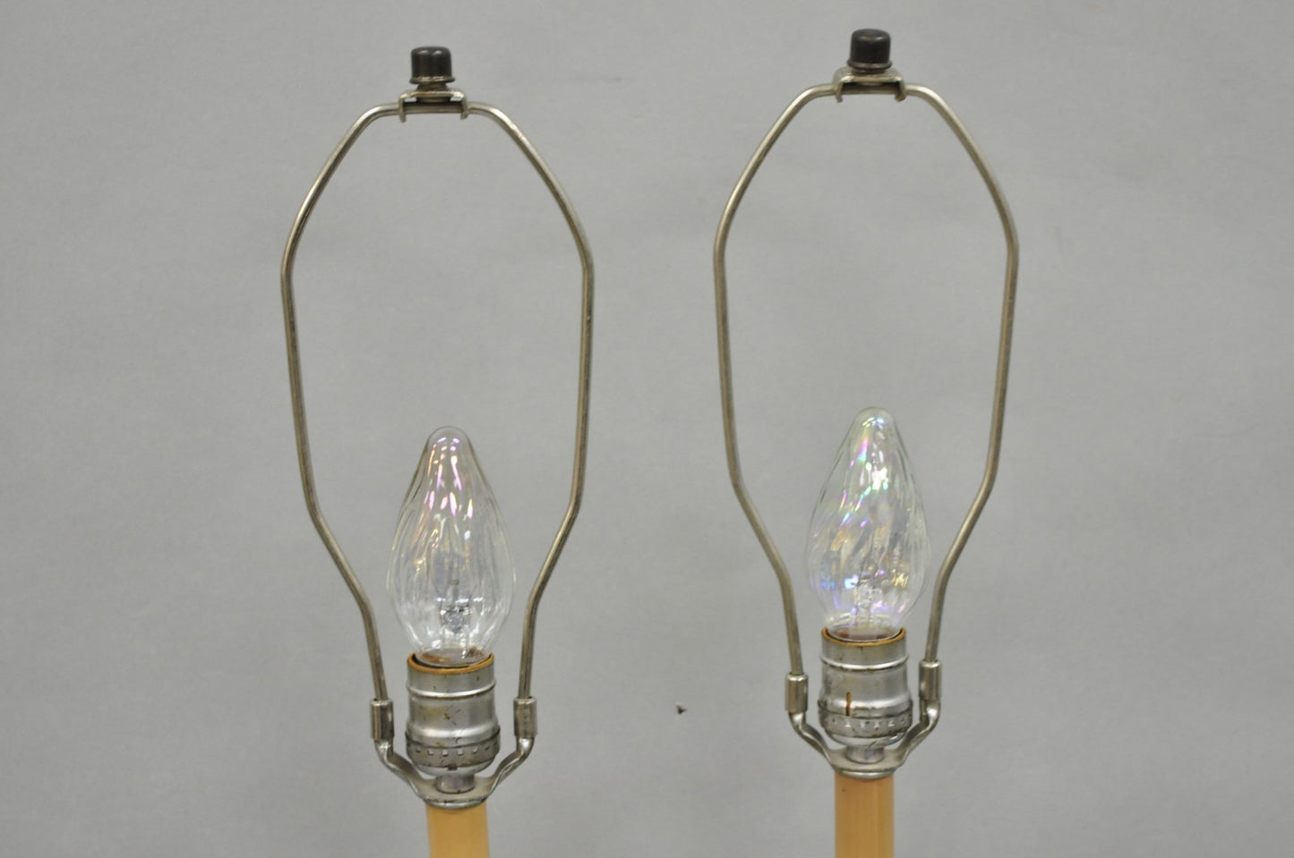 Reed & Barton Art Nouveau Silver Plated Small Candlestick Table Lamps - a Pair