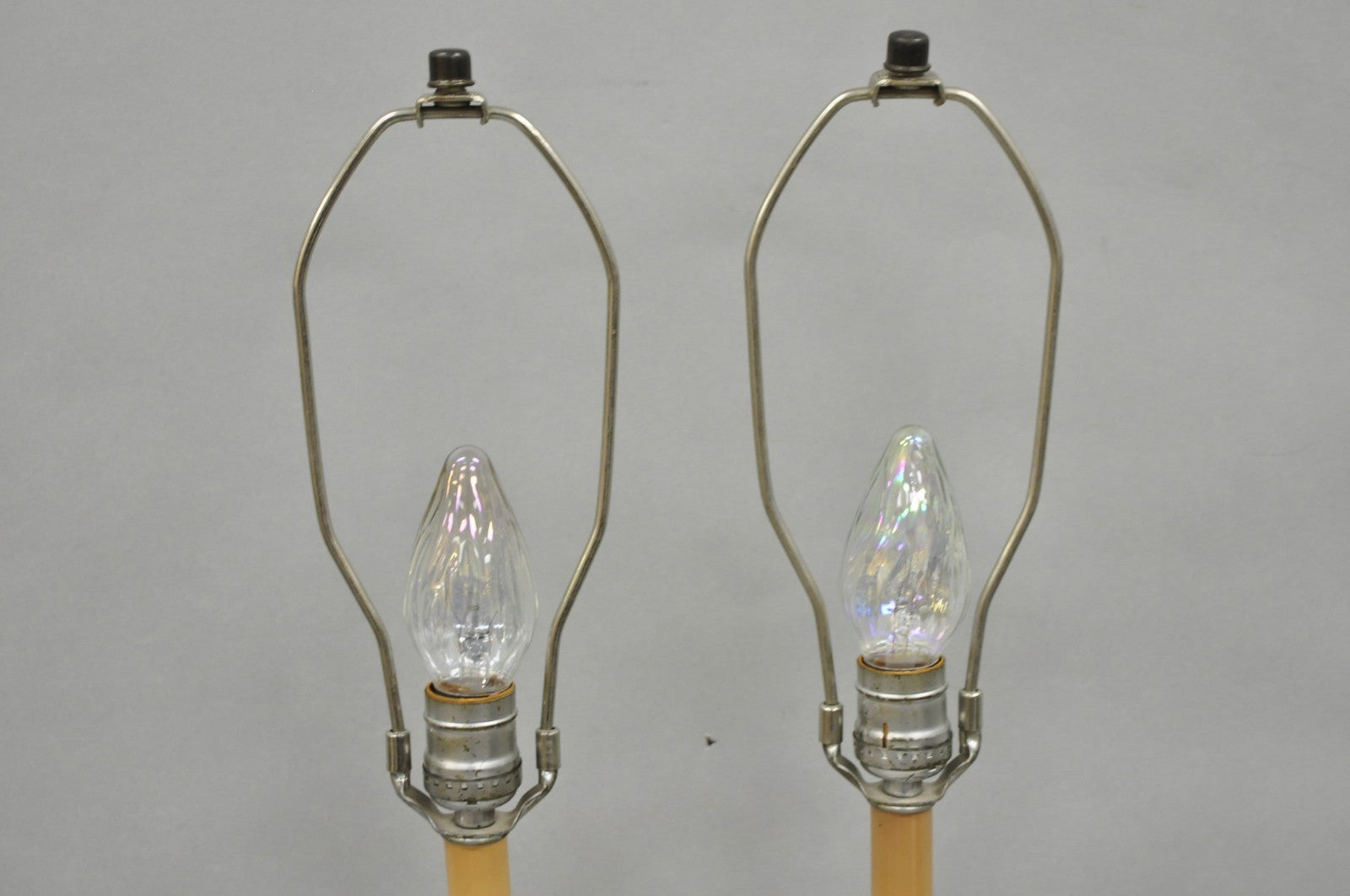 Reed & Barton Art Nouveau Silver Plated Small Candlestick Table Lamps - a Pair