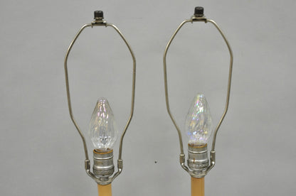 Reed & Barton Art Nouveau Silver Plated Small Candlestick Table Lamps - a Pair