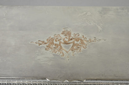 Vintage English Regency Silver Plated Narrow Vanity Dresser Jewelry Box - a Pair