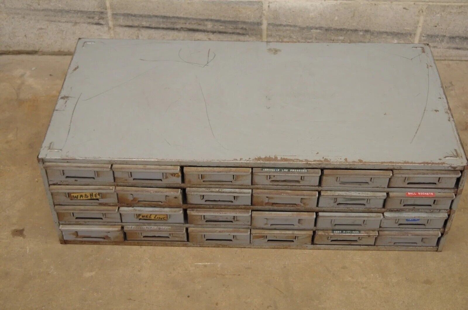 Lyon 24 Drawer Steel Metal Industrial Storage Tool Parts Cabinet Organizer (B)