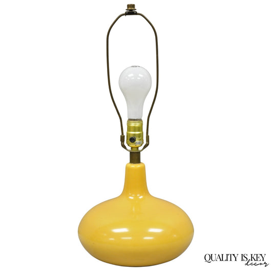 Mid Century Modern Lotte and Gunnar Bostlund Mustard Yellow Ceramic Table Lamp