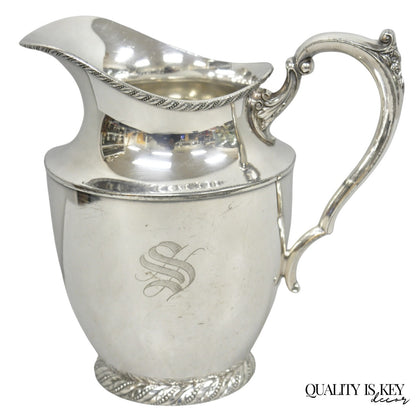Vintage Victorian Silver Plated Melford Lemonade Water Pitcher with "S" Monogram