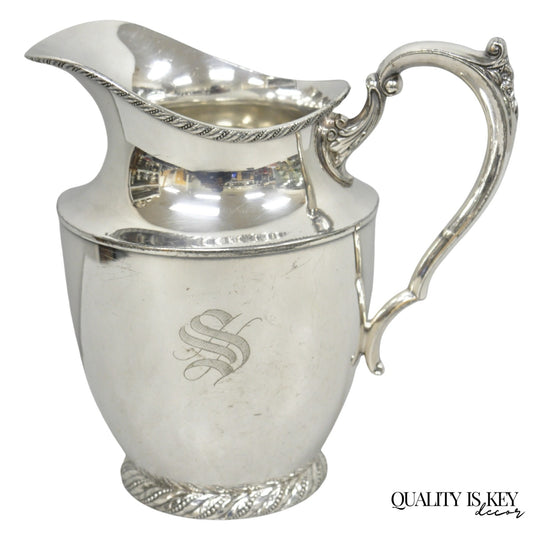 Vintage Victorian Silver Plated Melford Lemonade Water Pitcher with "S" Monogram