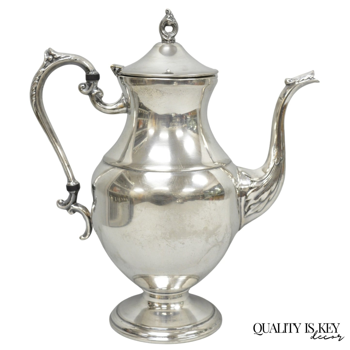 Vintage Victorian Silver Plated Footed Coffee Pot Tea Kettle
