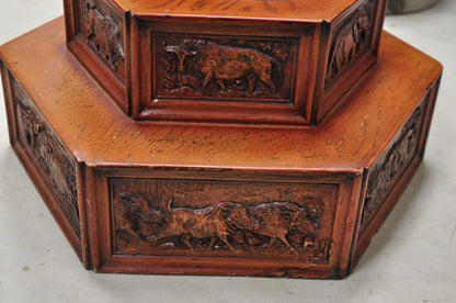 Vintage Chinoiserie African Safari Faux Horn Tusk Fiberglass Floor Lamp