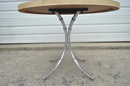 Vintage Hollywood Regency Chrome Metal Faux Bamboo Dining Kitchen Set - 5 Pc Set