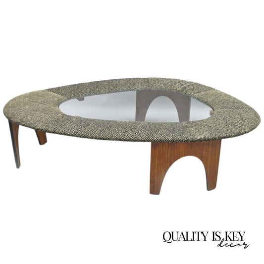 Henry P Glass Intimate Island Suite Walnut Upholstered Mid Century Coffee Table