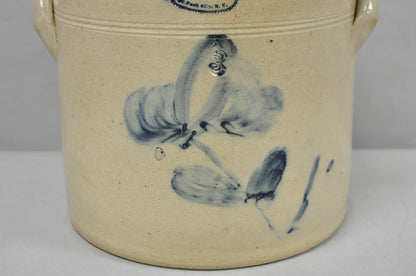 Antique A.E. Smith & Sons Cobalt Blue Painted Flower 3 Gallon Stoneware Crock