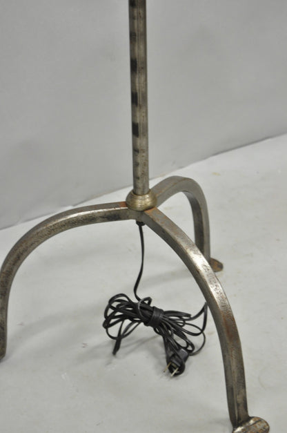 Vintage Spanish Gothic Hand Wrought Iron Candlestick Short Italian Floor Lamp