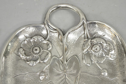 Antique Reed & Barton Art Nouveau Deco Lily Pad Leaf 20" Trinket Dish Bar Tray