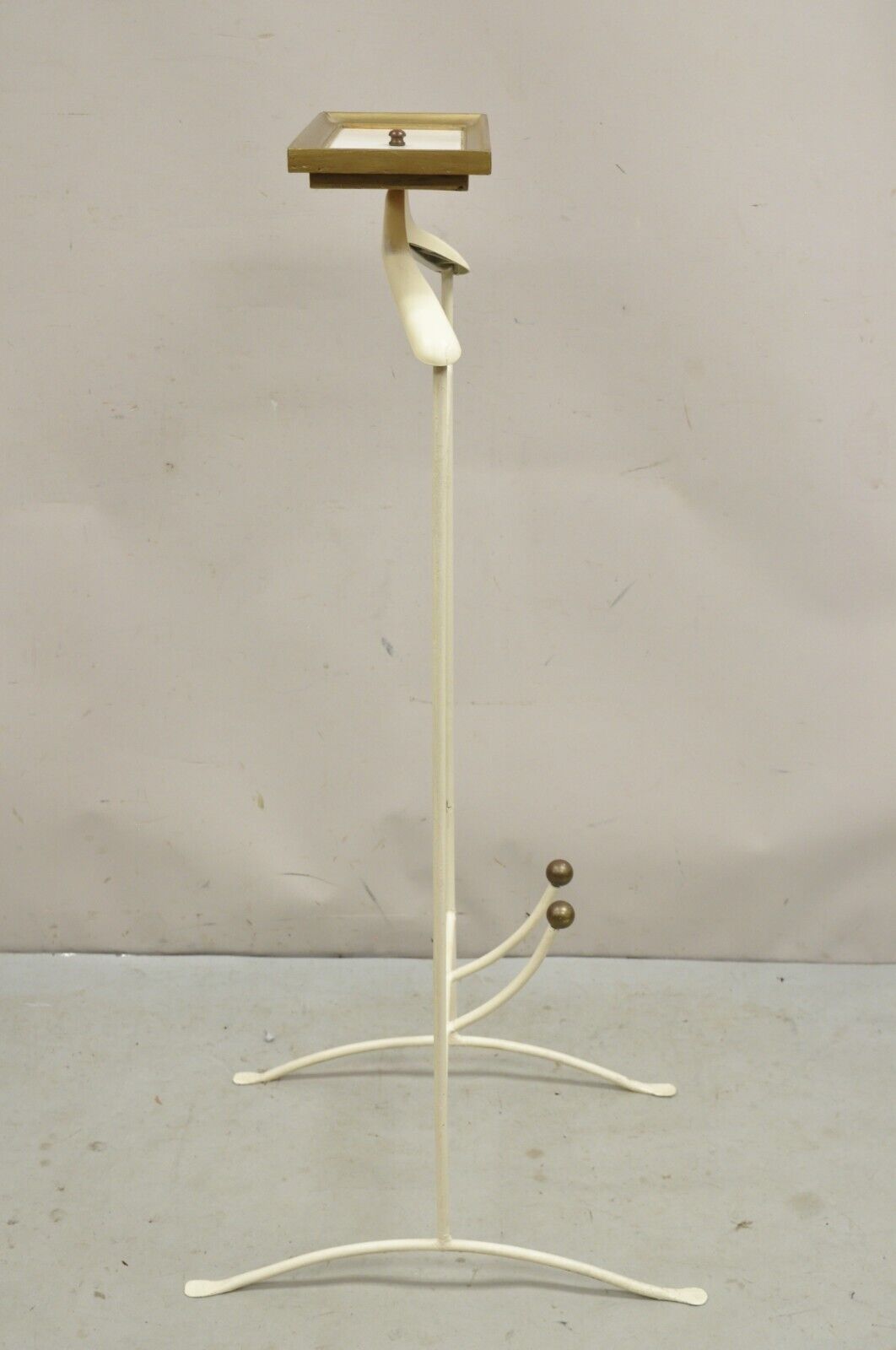 Vintage Mid Century Italian Modern Wrought Iron & Brass Clothing Valet