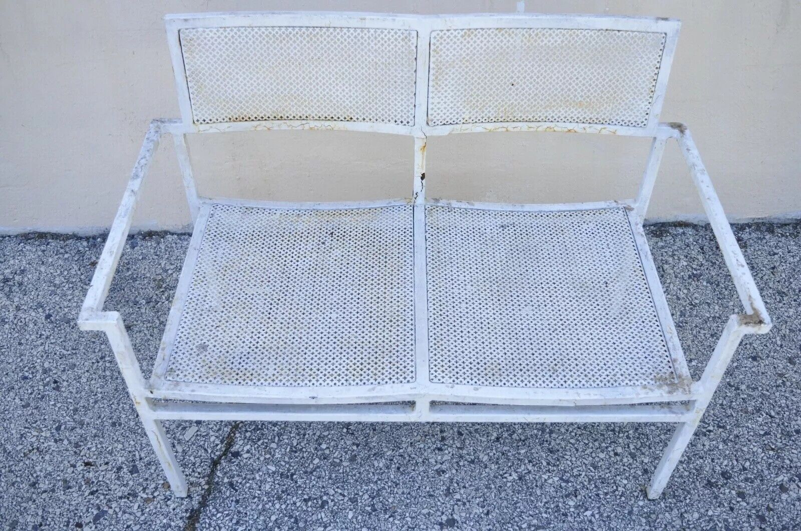 Vintage Burgess England Mid Century Modern Iron Metal Patio Chair Set - 5 Pc Set