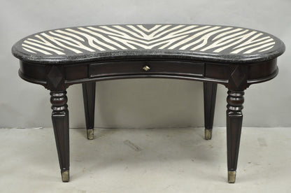 Seven Seas by Hooker Furniture Zebra Tessellated Stone Kidney Shaped Table Desk