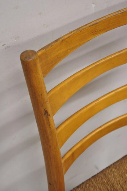 Vintage Gefa Gemla Mid Century Danish Modern Ladderback Rush Seat Side Chair