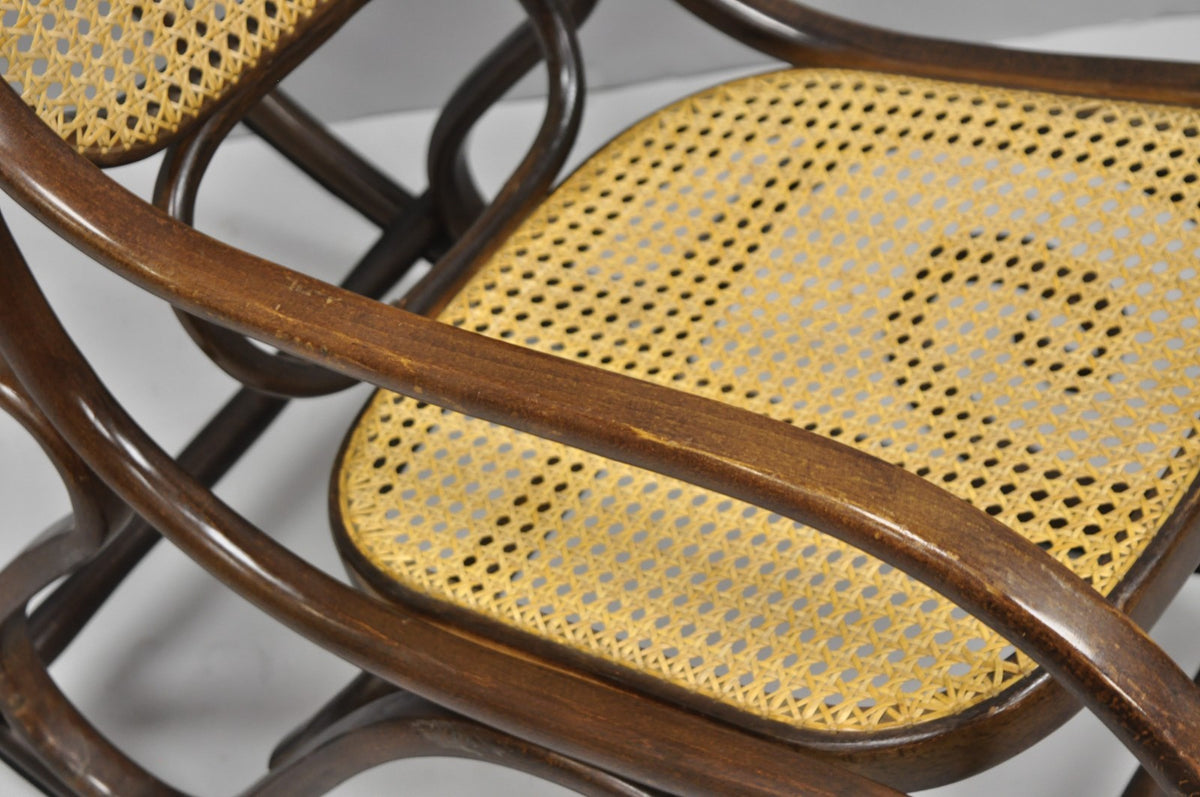 Vintage Mid Century Modern Thonet Style Bentwood & Cane Rocker Rocking Chair (A)